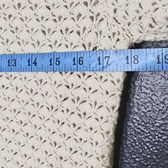 Lauren Ralph Lauren Petite Exclusive Handknitted Cream Crochet Button Cardigan S - Picture 9 of 10